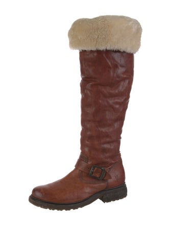 Frye Leather Colorblock Pattern Riding Boots