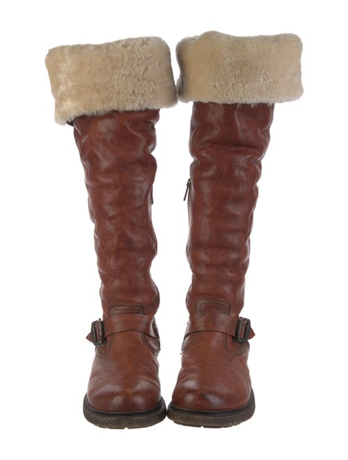 Frye Leather Colorblock Pattern Riding Boots