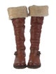 Frye Leather Colorblock Pattern Riding Boots