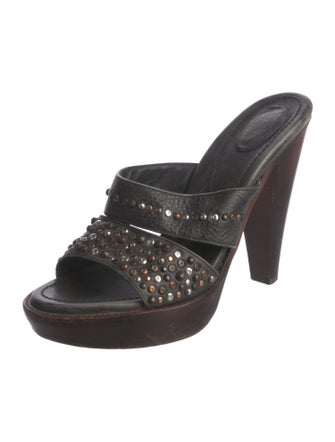 Frye Leather Studded Accents Slides