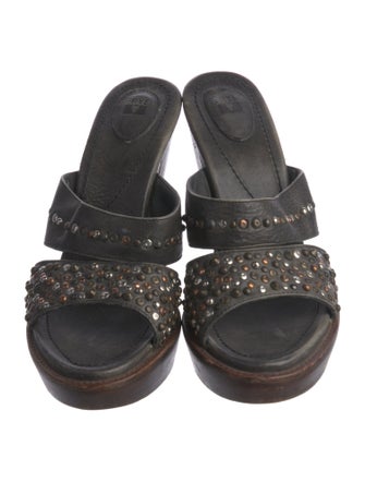 Frye Leather Studded Accents Slides