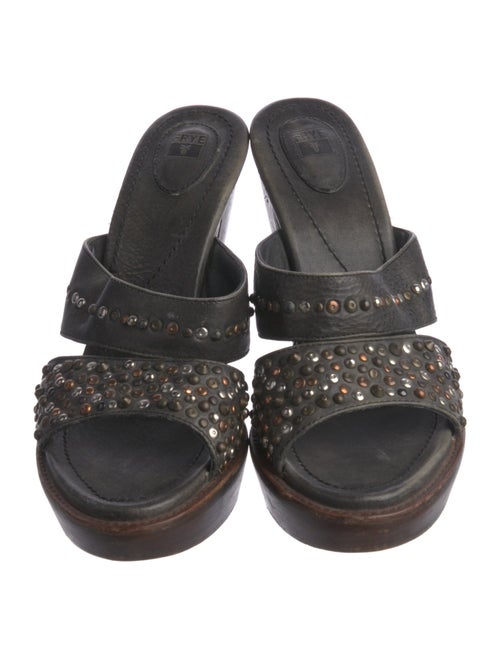 Frye Leather Studded Accents Slides
