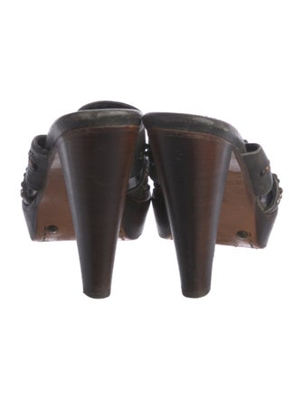 Frye Leather Studded Accents Slides