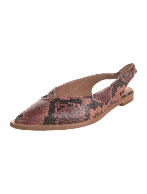 Frye Snakeskin Animal Print Slingback Flats