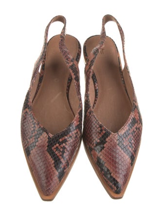 Frye Snakeskin Animal Print Slingback Flats