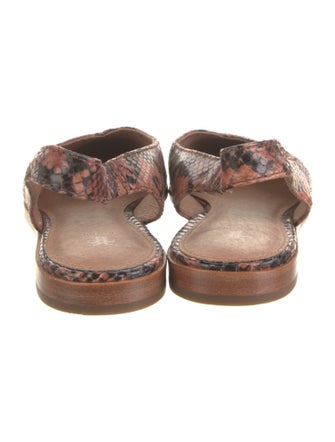 Frye Snakeskin Animal Print Slingback Flats