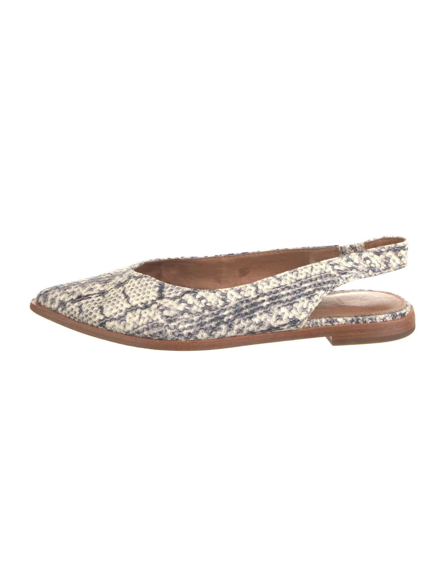 Frye Snakeskin Animal Print Slingback Flats