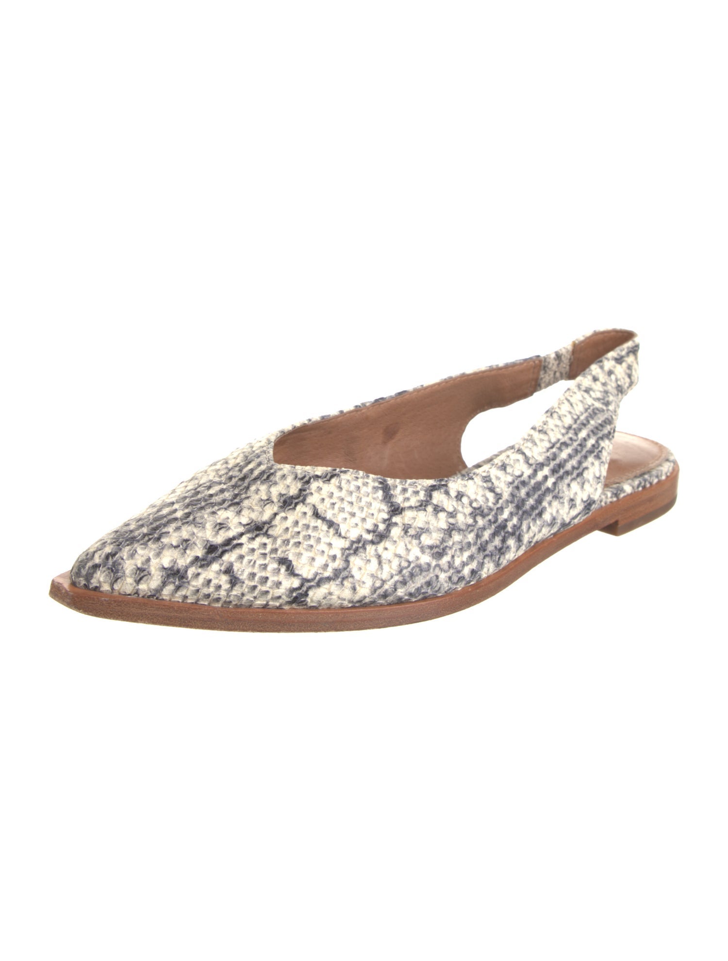 Frye Snakeskin Animal Print Slingback Flats