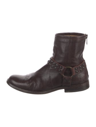 Frye Leather Studded Accents Moto Boots