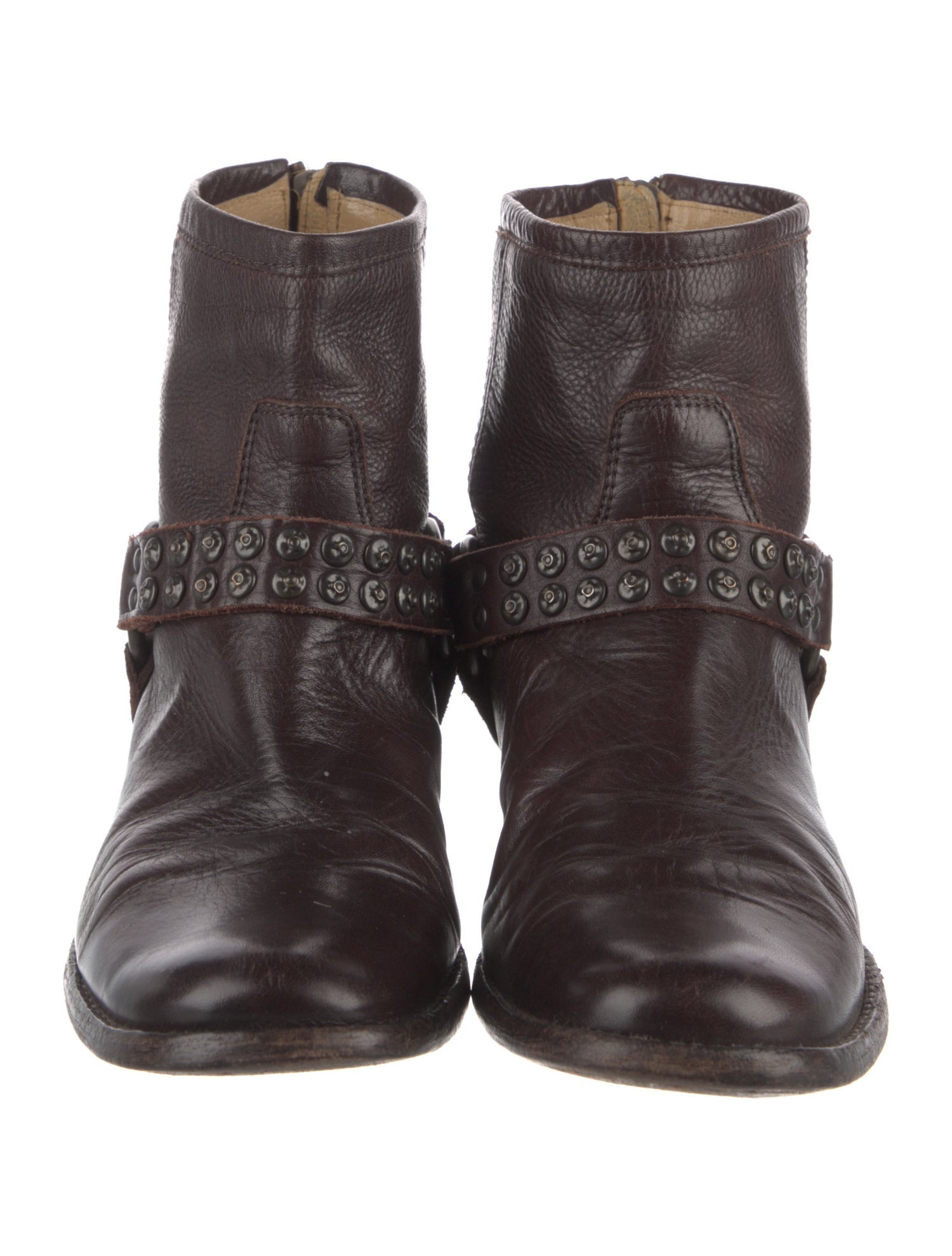 Frye Leather Studded Accents Moto Boots