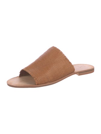 Frye Leather Fringe Trim Accent Slides