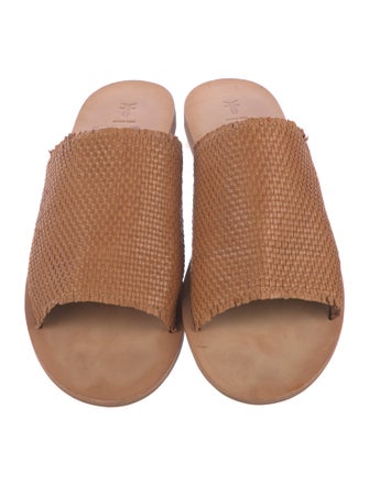 Frye Leather Fringe Trim Accent Slides