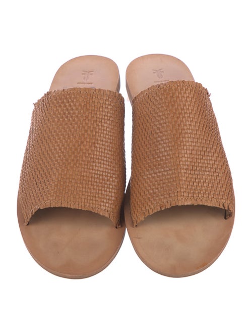 Frye Leather Fringe Trim Accent Slides