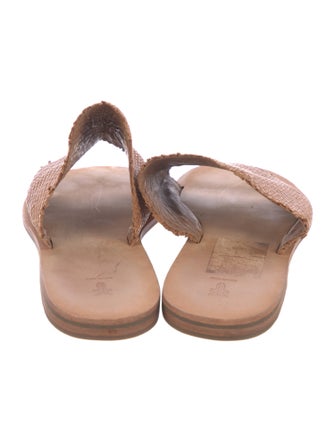 Frye Leather Fringe Trim Accent Slides