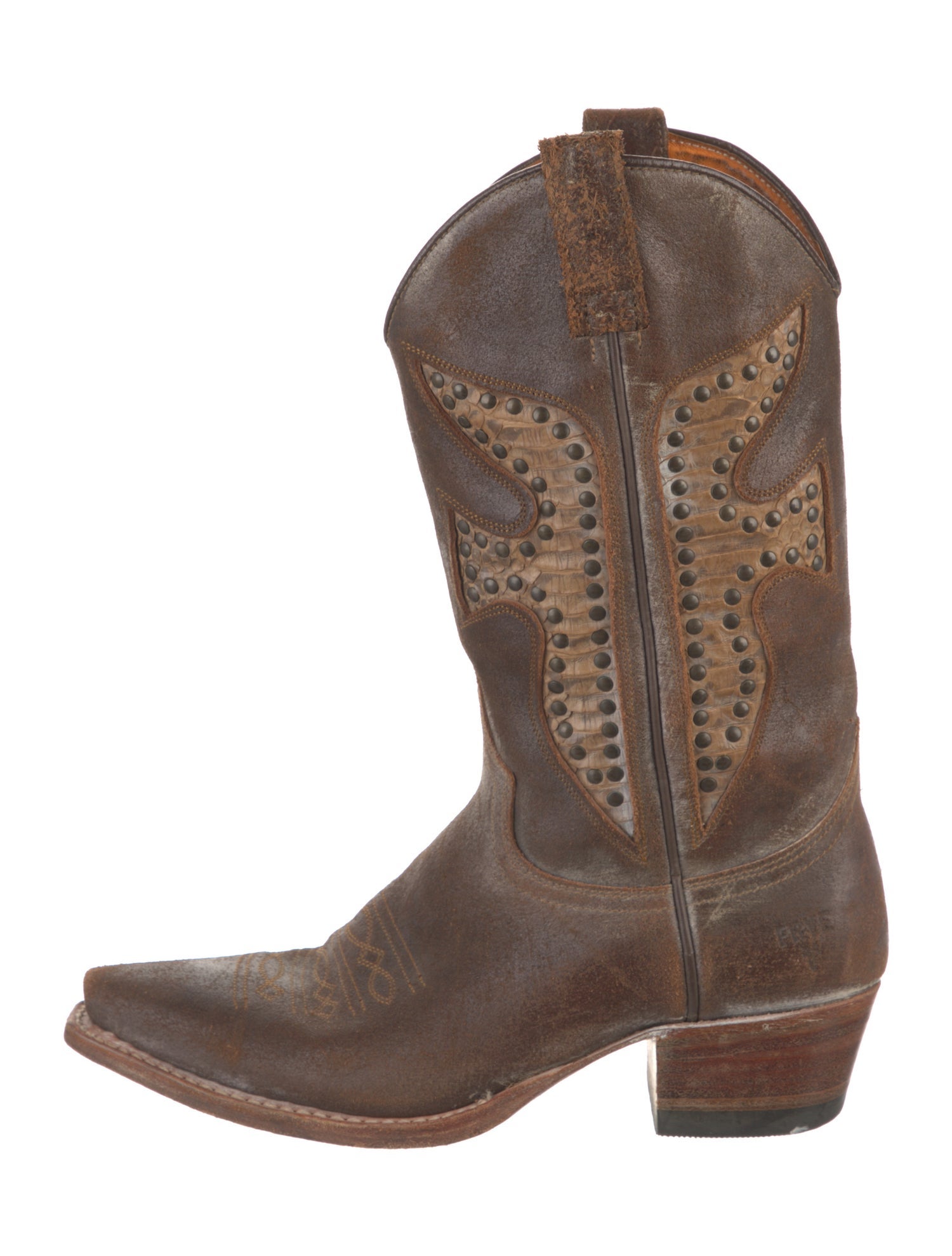Frye Leather Studded Accents Western Boots
