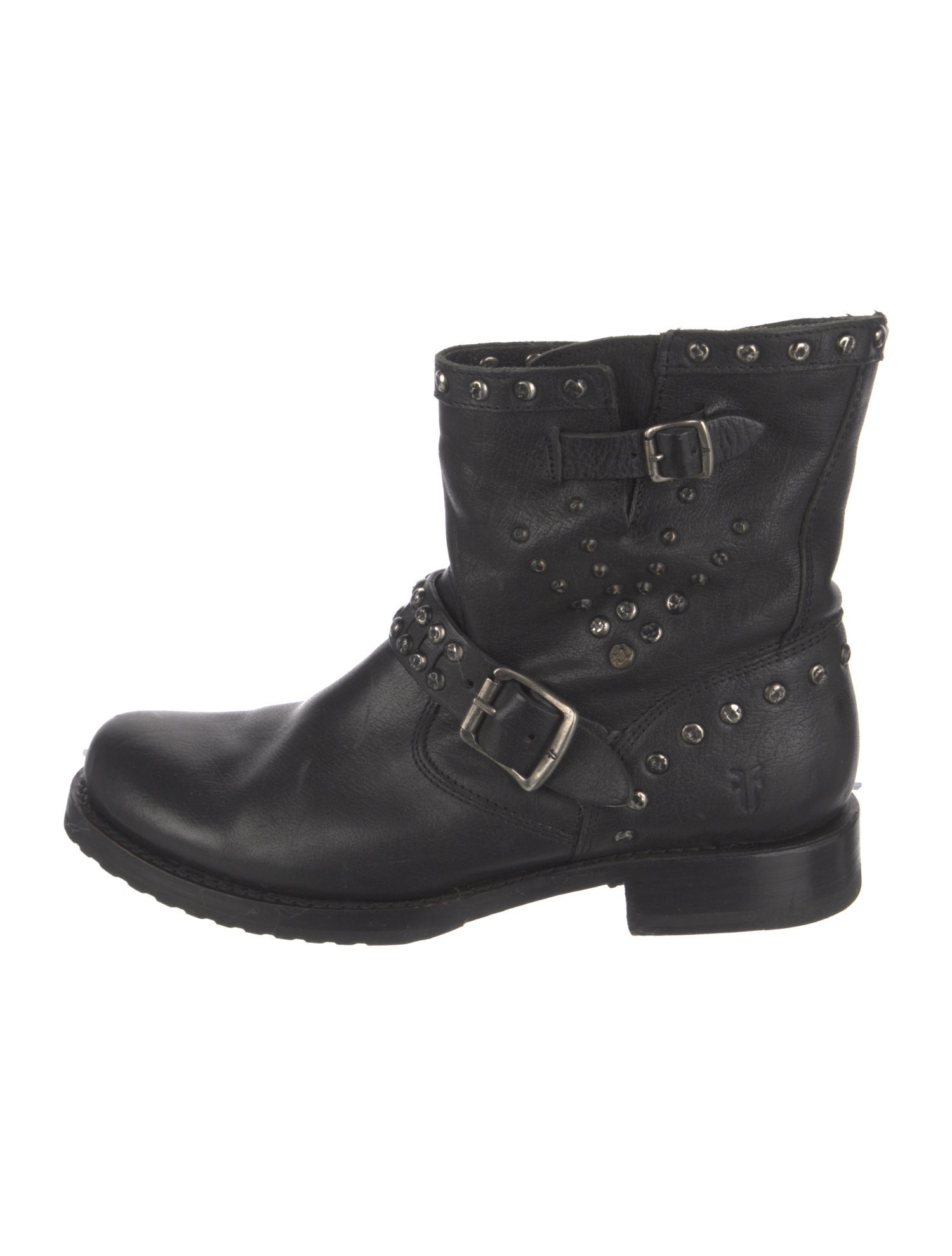 Frye Leather Studded Accents Moto Boots