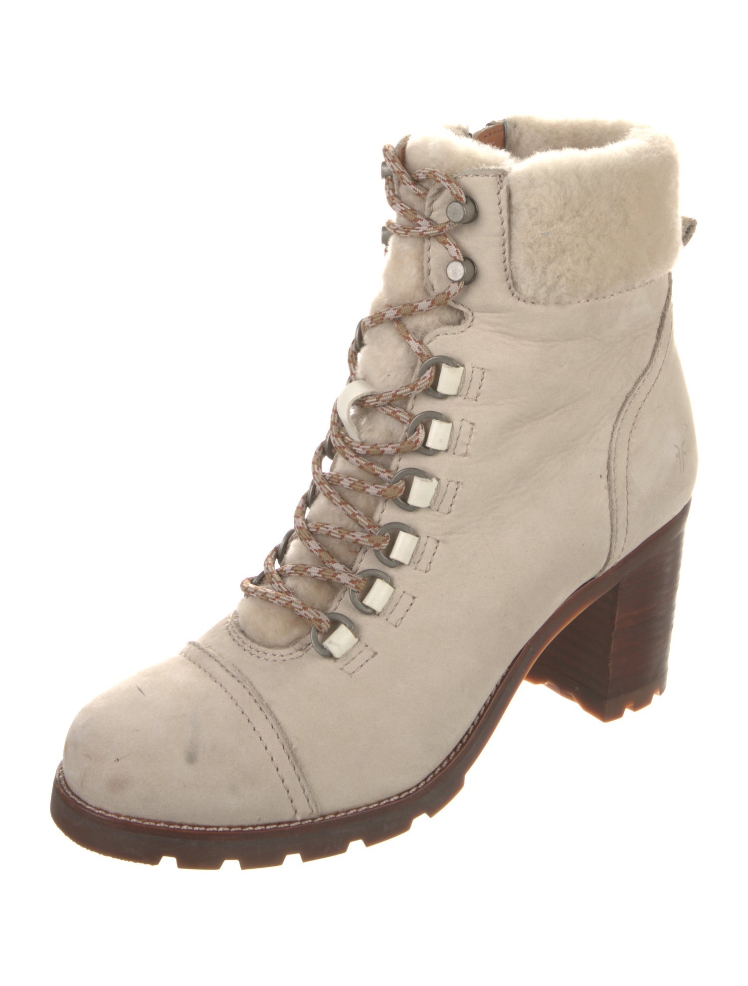 Frye Suede Leather Trim Embellishment Lace-Up Boots