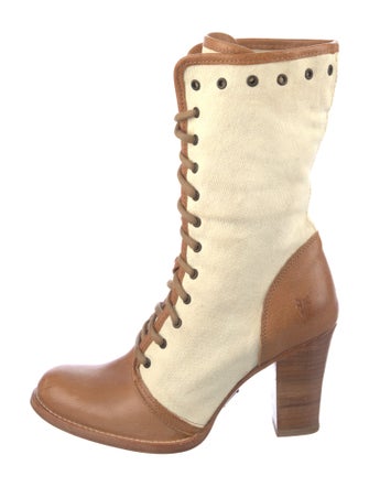Frye Canvas Colorblock Pattern Lace-Up Boots