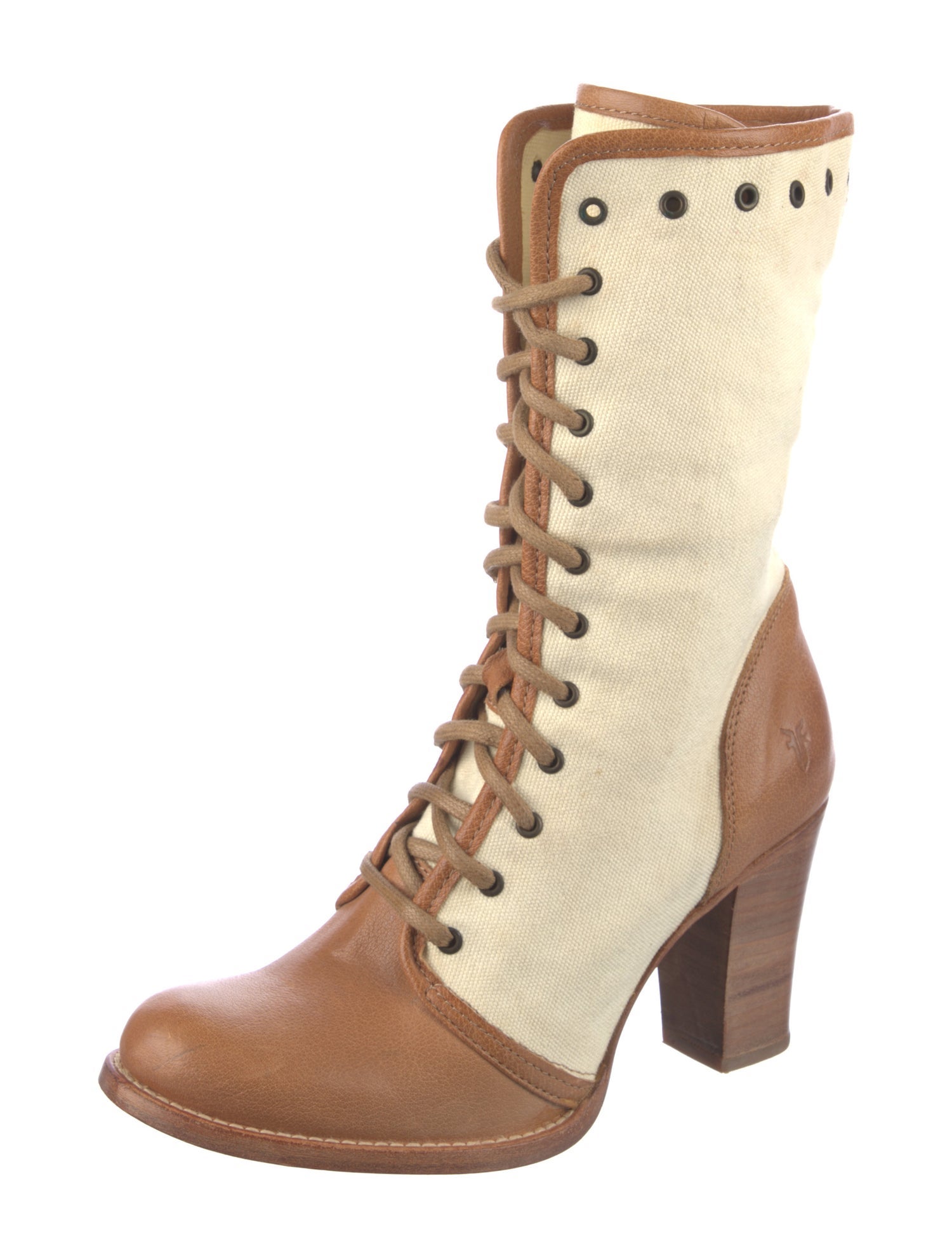 Frye Canvas Colorblock Pattern Lace-Up Boots