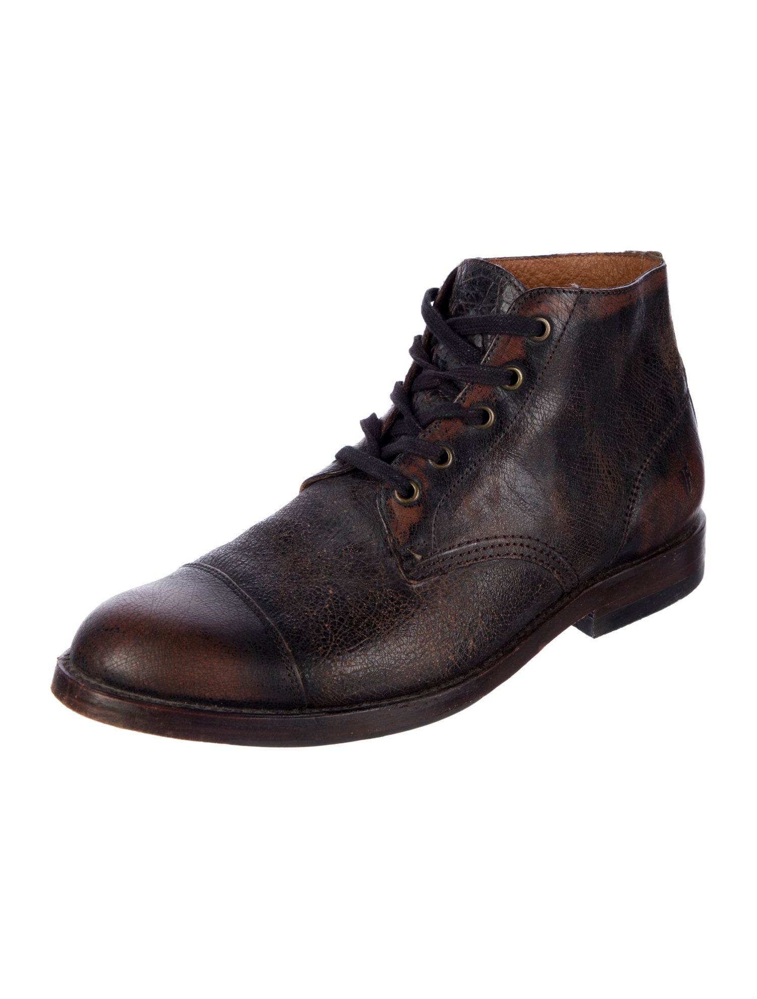 Frye Leather Distressed Accents Lace-Up Boots