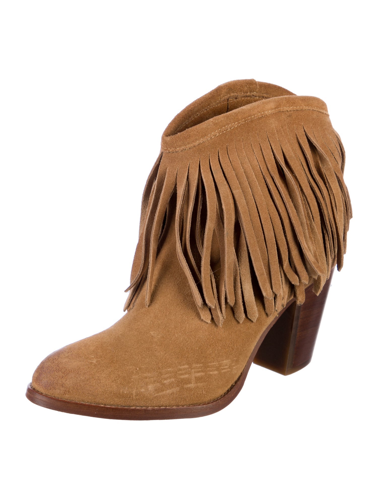 Frye Suede Fringe Trim Accent Western Boots