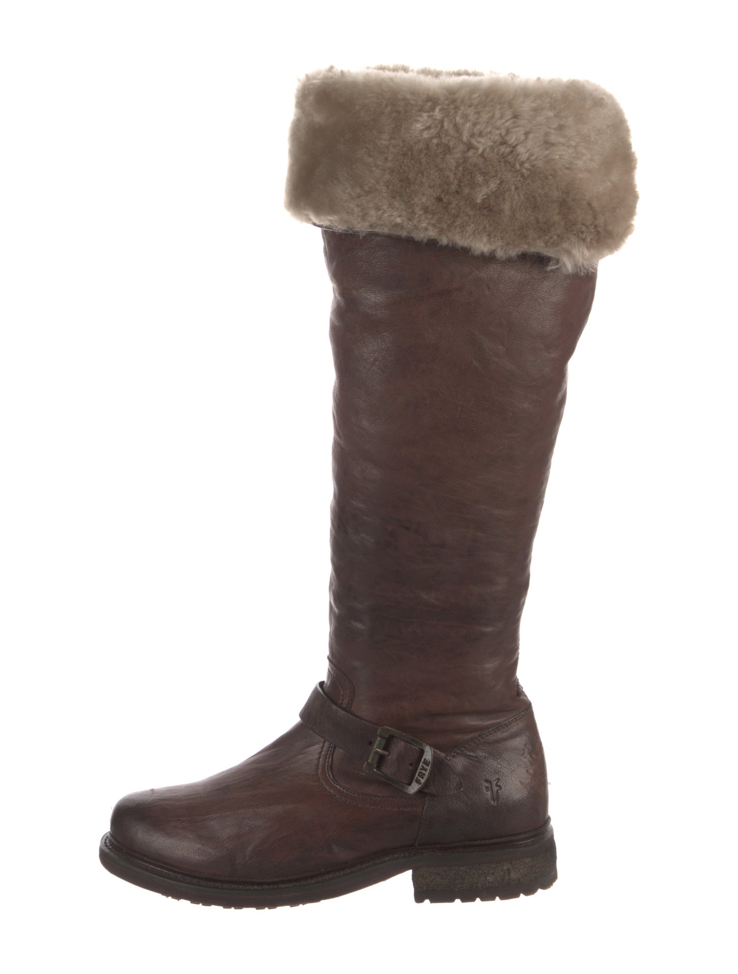 Frye Leather Faux Fur Trim Riding Boots