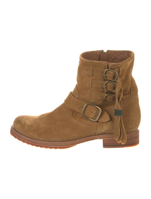 Frye Suede Leather Trim Embellishment Moto Boots