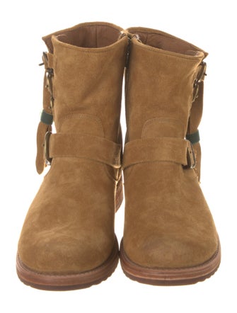 Frye Suede Leather Trim Embellishment Moto Boots