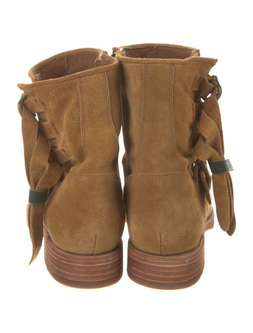 Frye Suede Leather Trim Embellishment Moto Boots