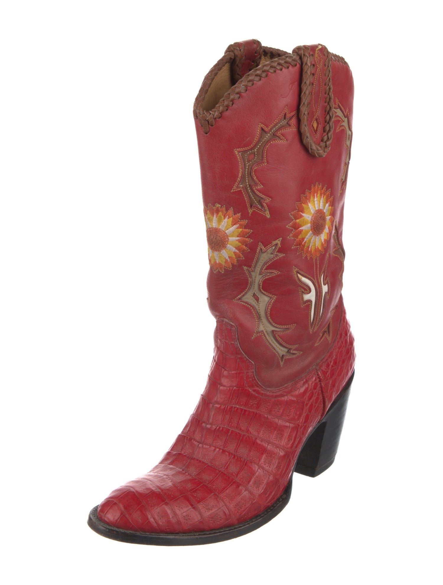 Frye Leather Graphic Print Western Boots