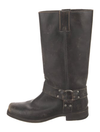 Frye Leather Studded Accents Moto Boots