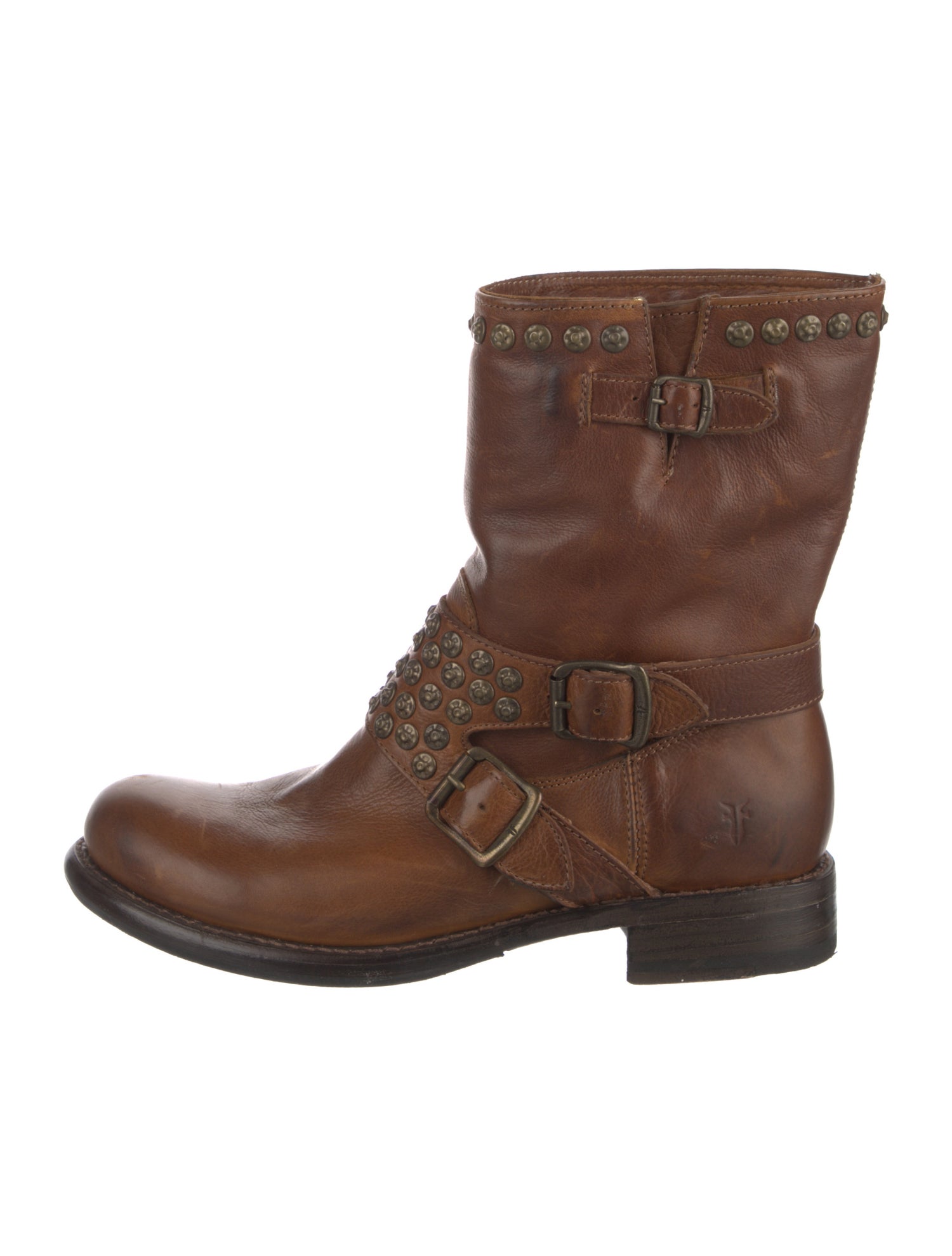 Frye Leather Colorblock Pattern Moto Boots