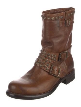 Frye Leather Colorblock Pattern Moto Boots