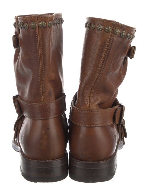 Frye Leather Colorblock Pattern Moto Boots