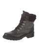 Frye Leather Fur Trim Combat Boots