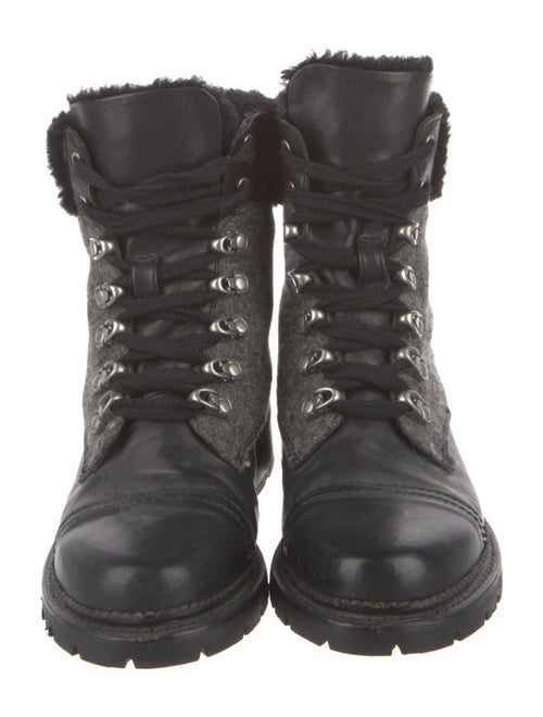 Frye Leather Fur Trim Combat Boots