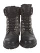 Frye Leather Fur Trim Combat Boots