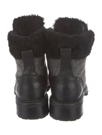 Frye Leather Fur Trim Combat Boots