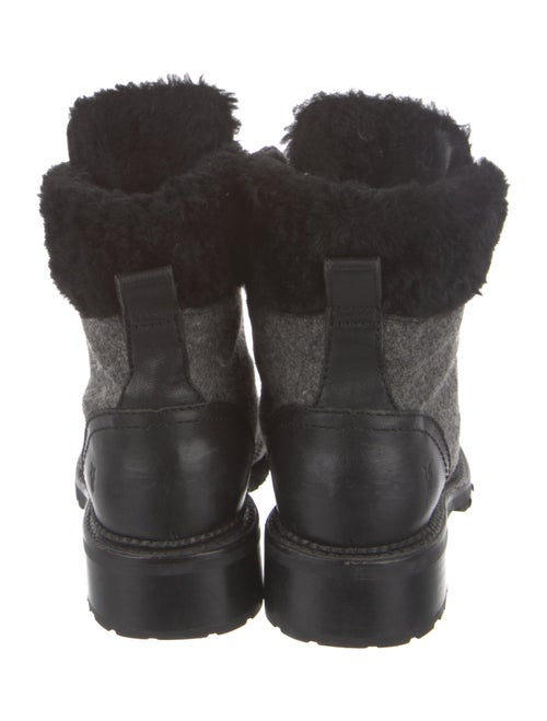 Frye Leather Fur Trim Combat Boots