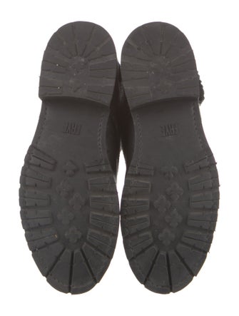 Frye Leather Fur Trim Combat Boots