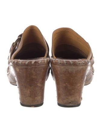 Frye Leather Whipstitch Trim Mules