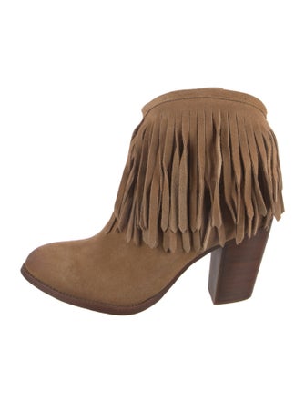 Frye Suede Fringe Trim Accent Western Boots