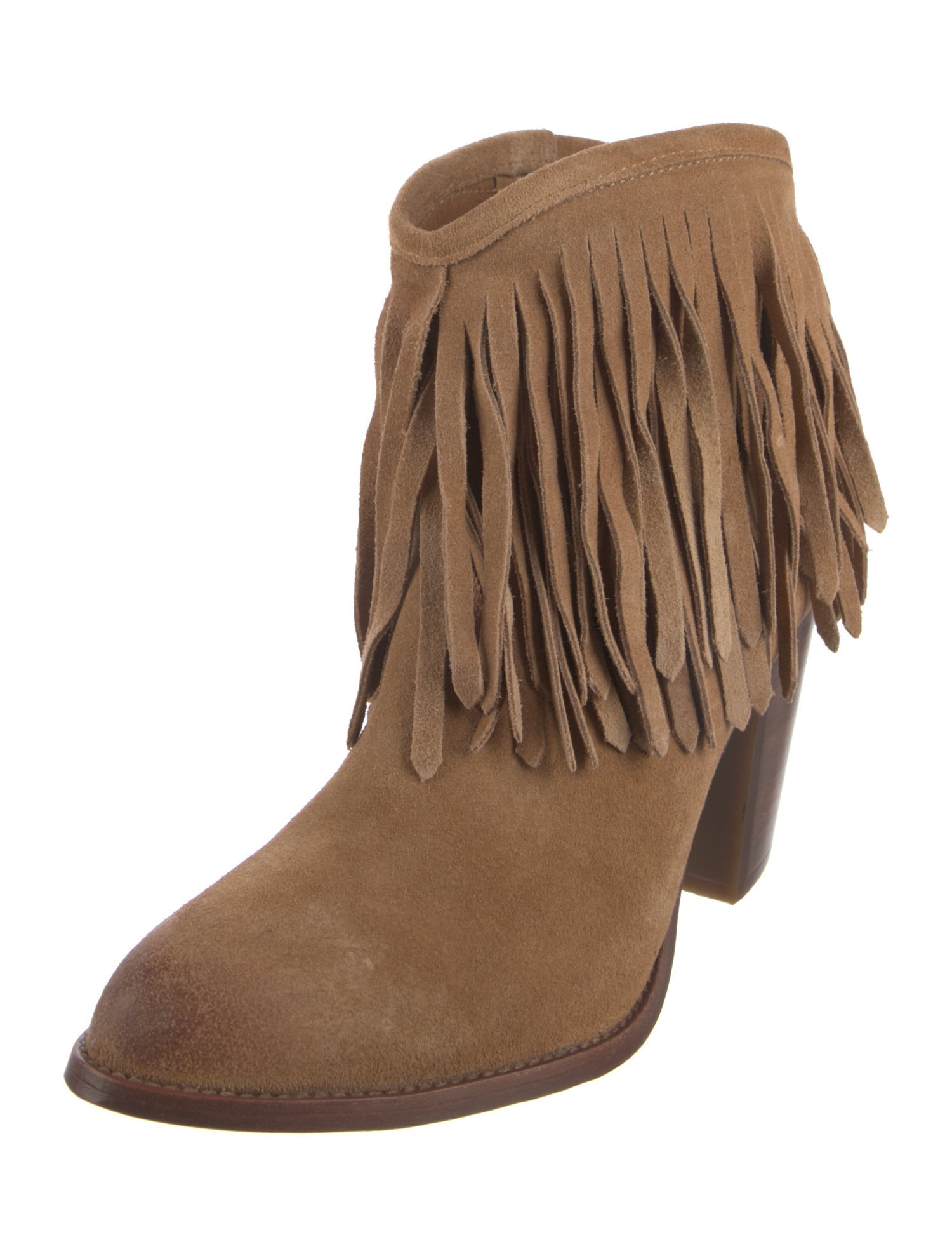 Frye Suede Fringe Trim Accent Western Boots