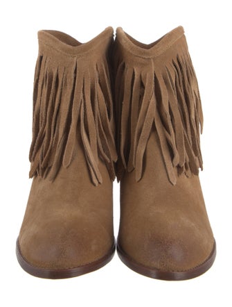 Frye Suede Fringe Trim Accent Western Boots