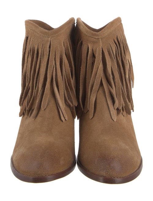 Frye Suede Fringe Trim Accent Western Boots