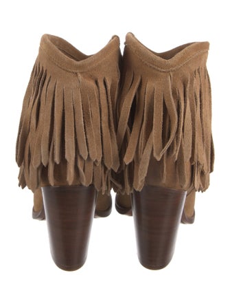 Frye Suede Fringe Trim Accent Western Boots