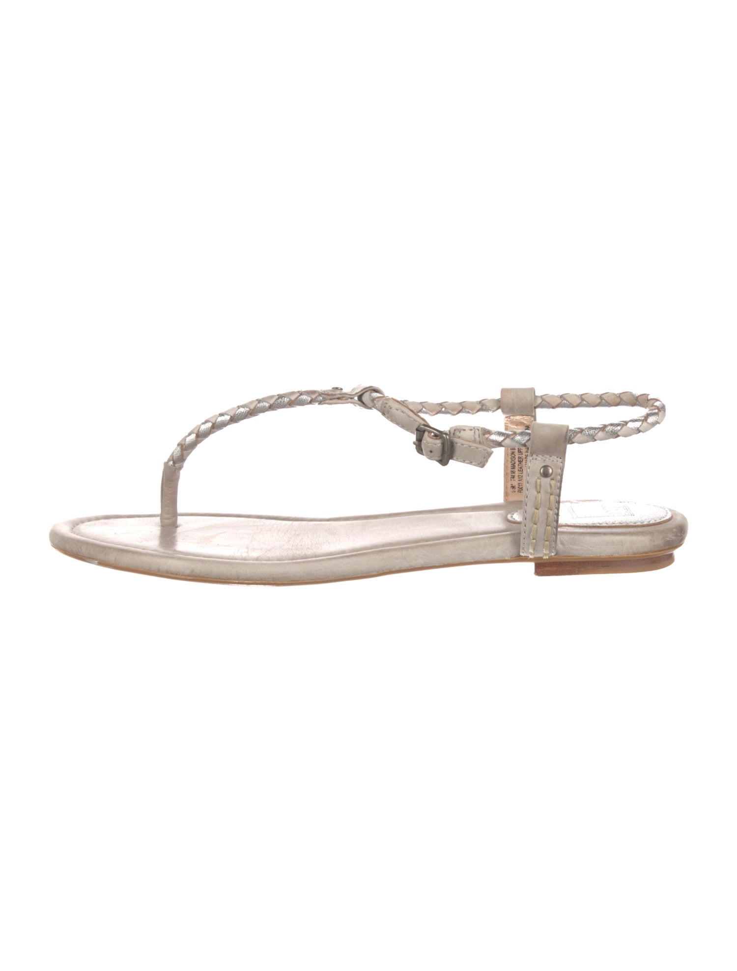 Frye Leather Crystal Embellishments T-Strap Sandals