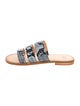 Frye Leather Animal Print Slides