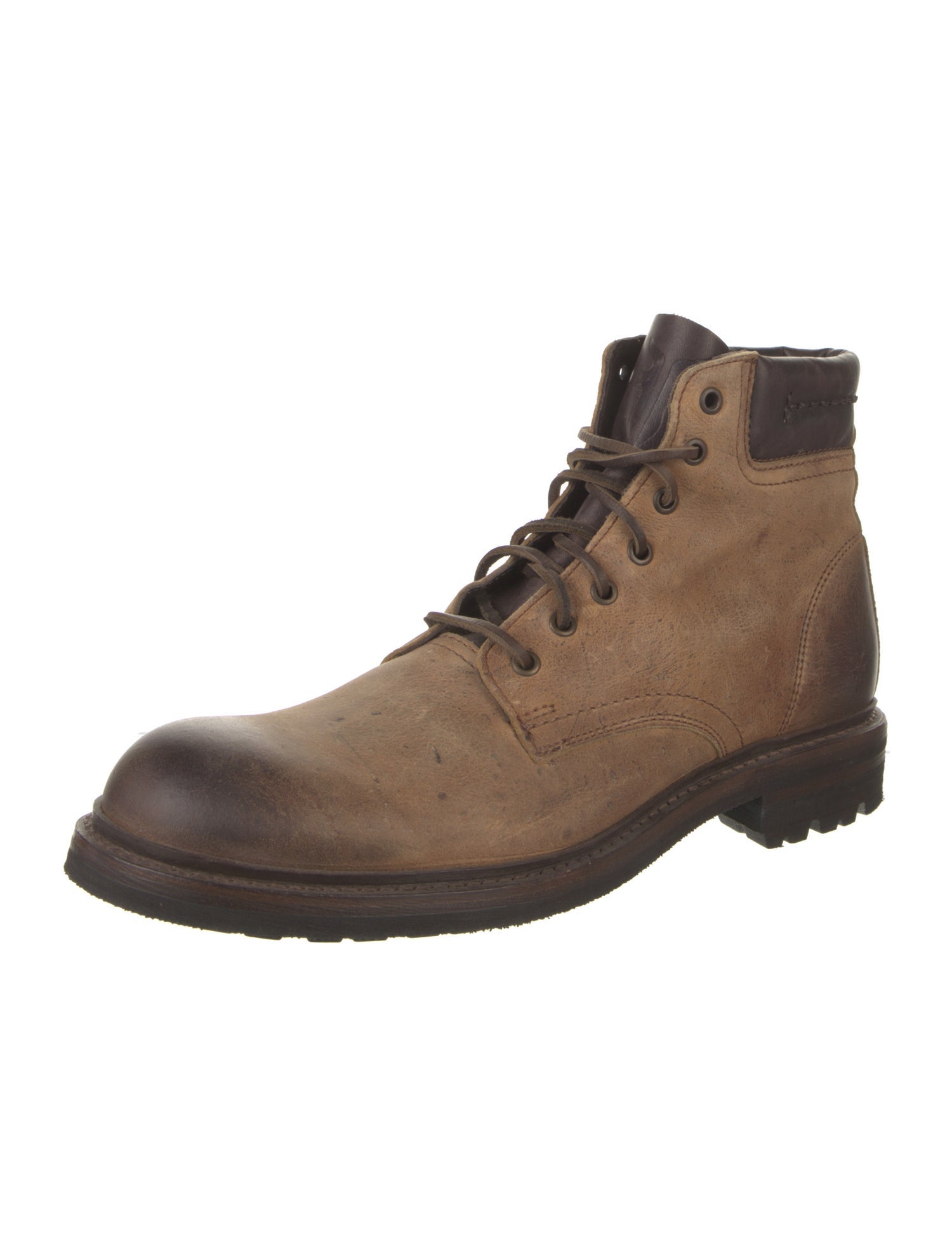 Frye Leather Colorblock Pattern Combat Boots