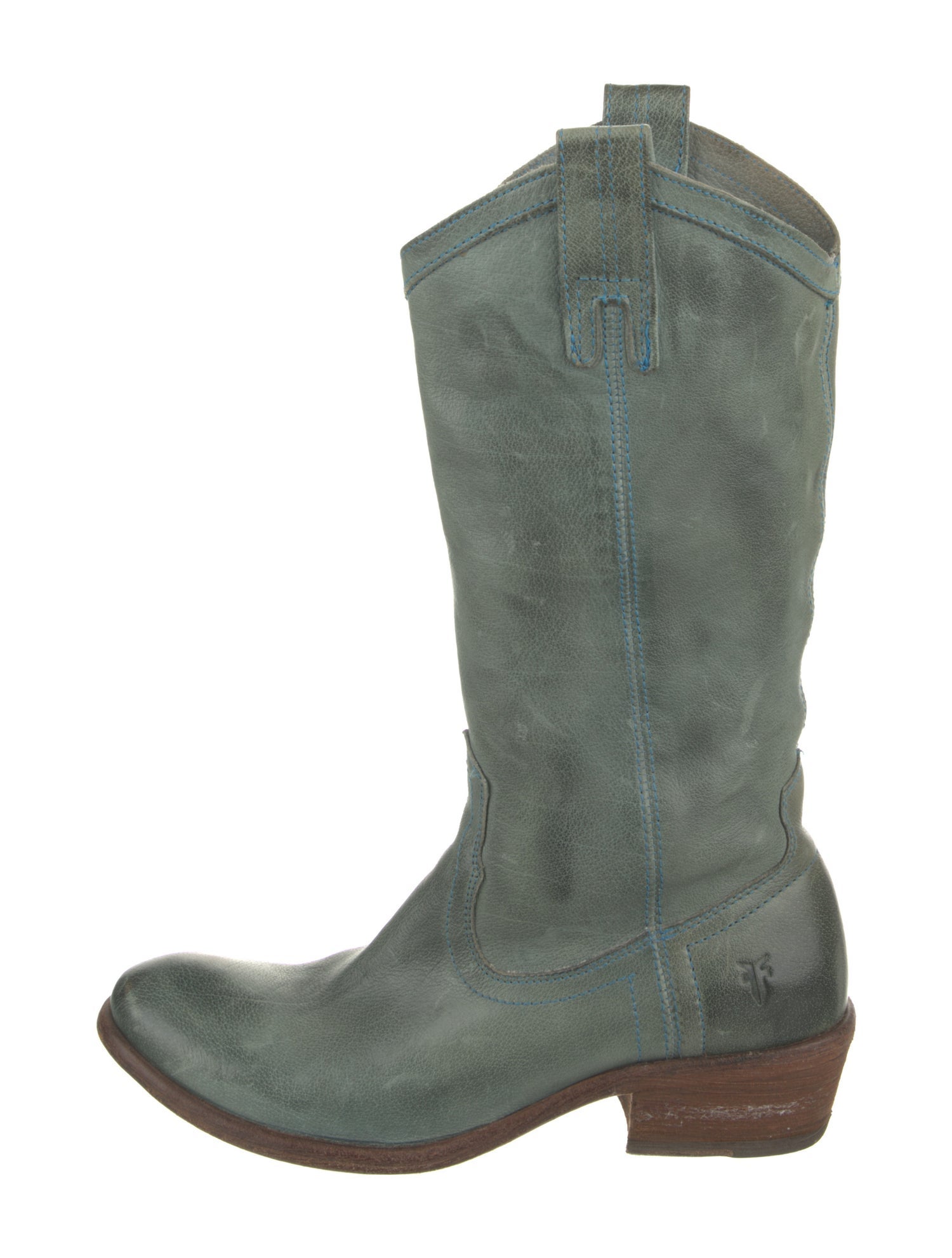 Frye Leather Colorblock Pattern Western Boots